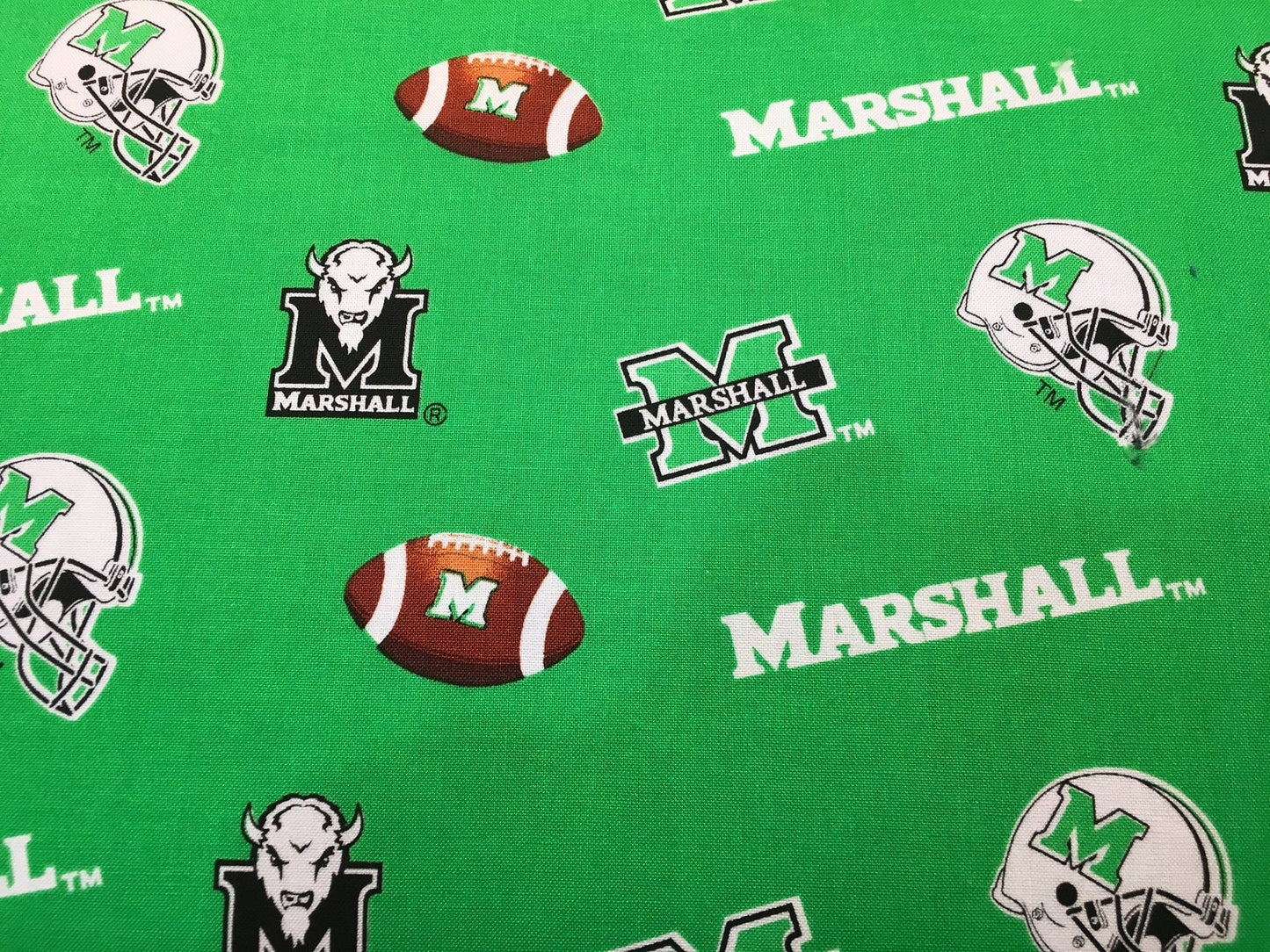 Marshall University Thundering Hurd NCAA Allover Sykel Cotton Fabric MAR-045