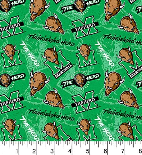 Marshall Thundering Herd NCAA College Tone on Tone Sykel Cotton Fabric MAR-1178