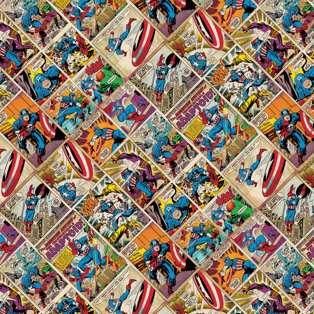 Marvel Comics Collection V Cap Comic Frames Camelot Fabrics Cotton Fabric