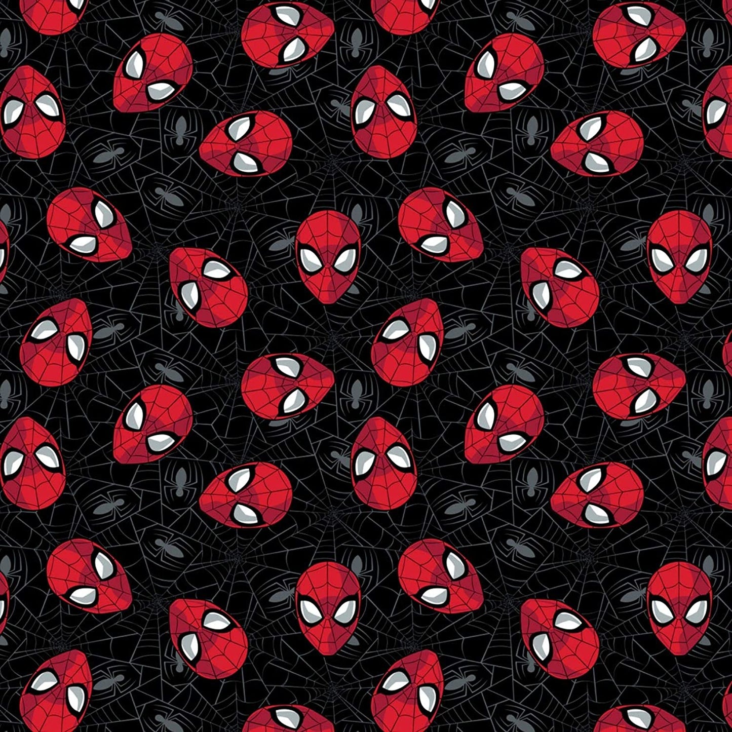 Marvel Kawaii II Spiderman Man Web Black Camelot Fabrics Cotton Fabric CF-13080018-02