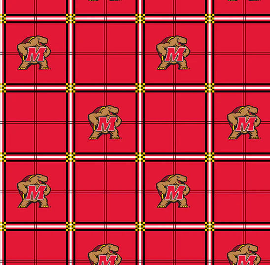 Maryland Terrapins (Terps) NCAA College Plaid Sykel Enterprises Cotton FLANNEL Fabric SYK-MD-023
