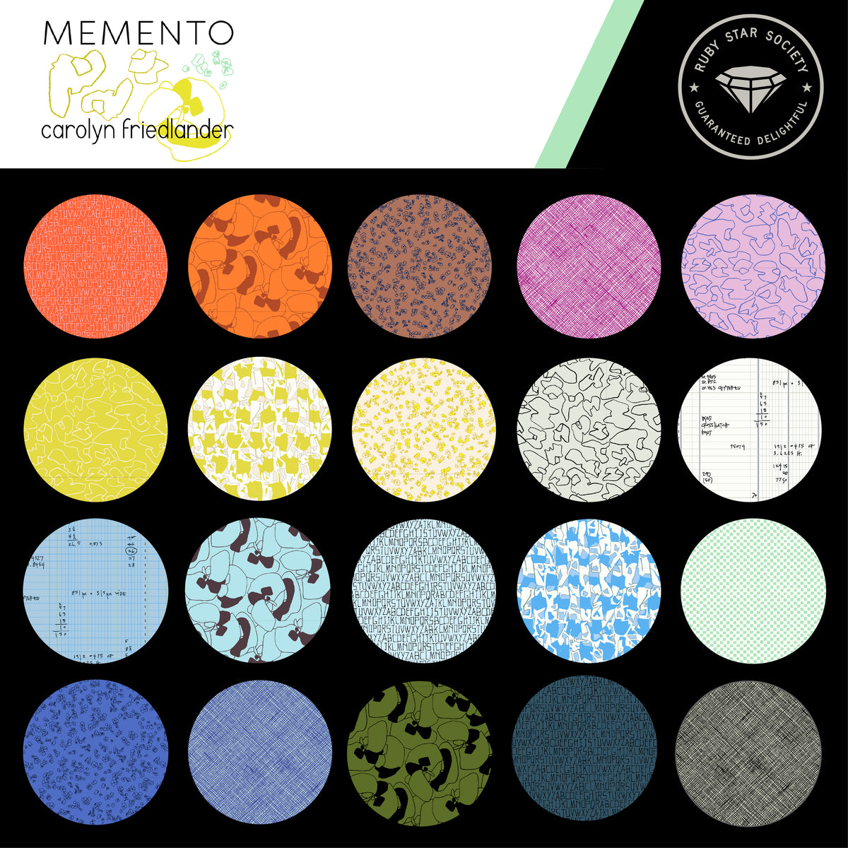 Memento 5" Squares Charm Pack 42pcs Carolyn Friedlander Ruby Star Society Moda Cotton Fabric MD-RS8000PP