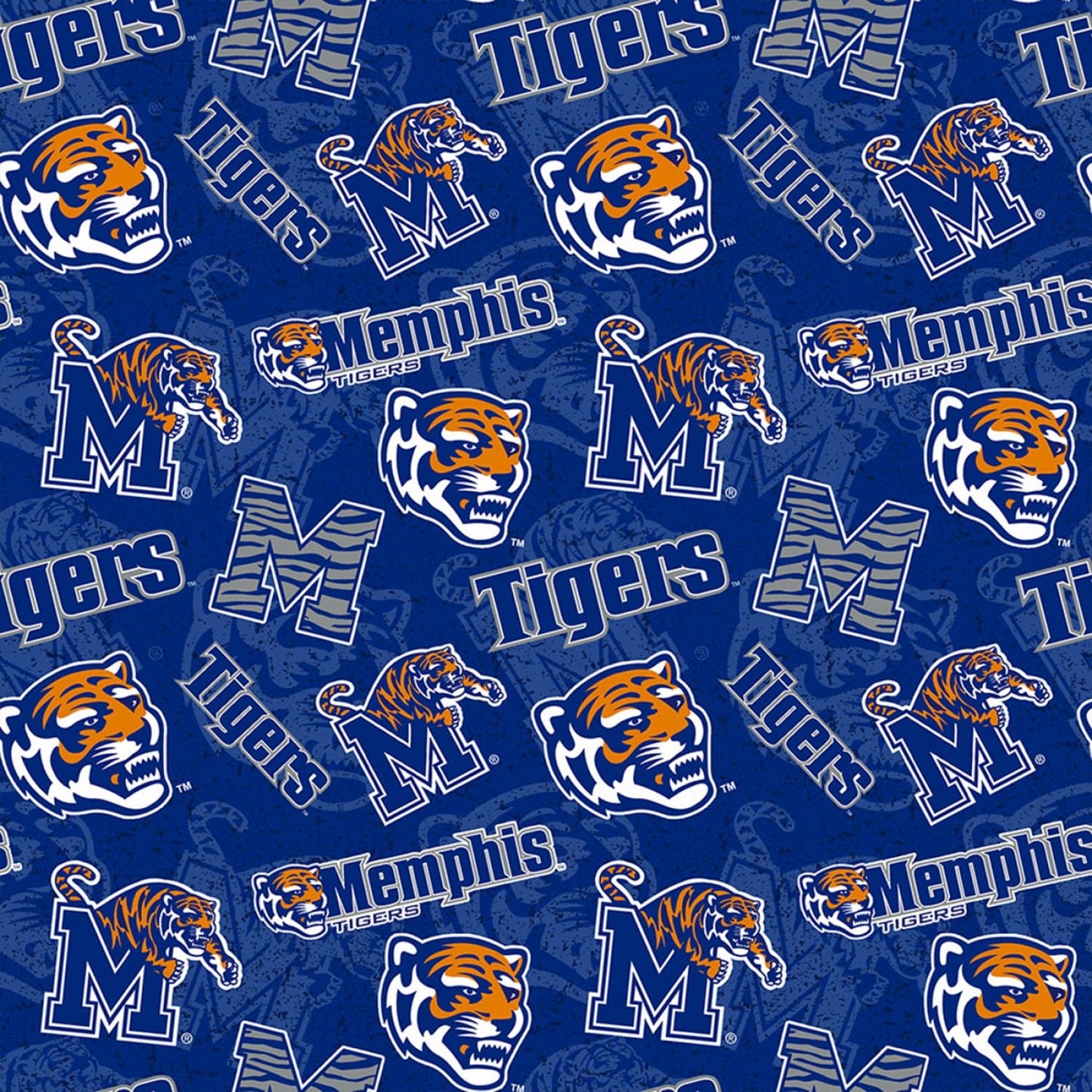 Memphis Tigers NCAA College Tone on Tone Sykel Cotton Fabric MEM-1178
