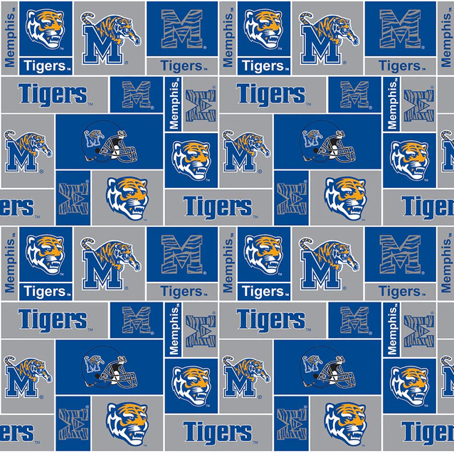 Memphis Tigers NCAA College Geometric Sykel Enterprises Polyester Fleece Fabric MEM-012 | US Fabric Shop