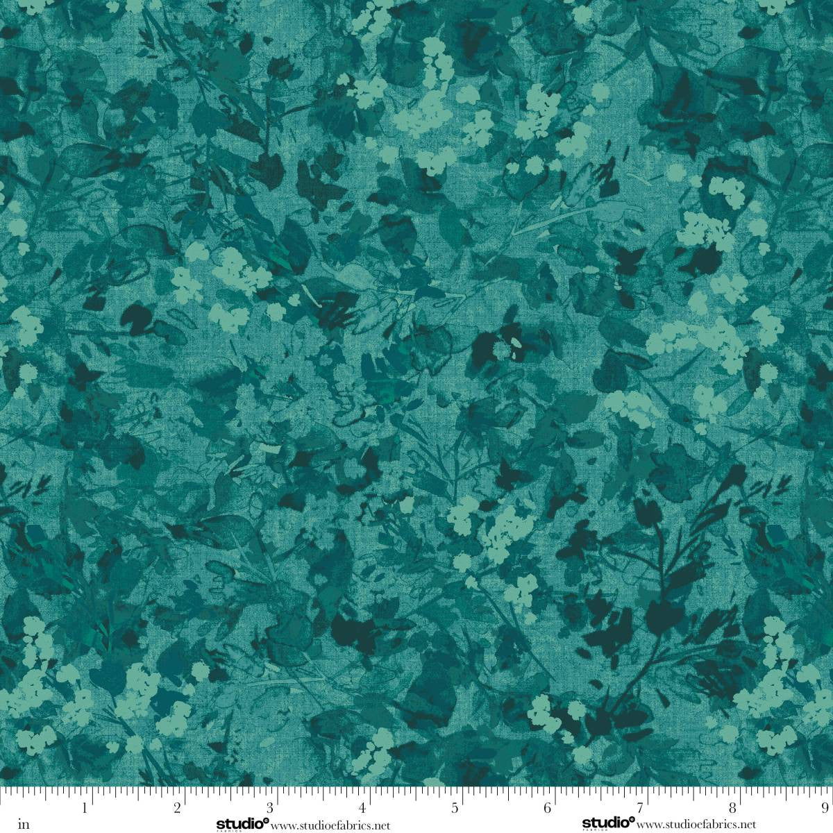 Meow Mix Cats Floral Texture Dark Teal Timna Tarr Studio E Cotton Fabric SE-8958-69