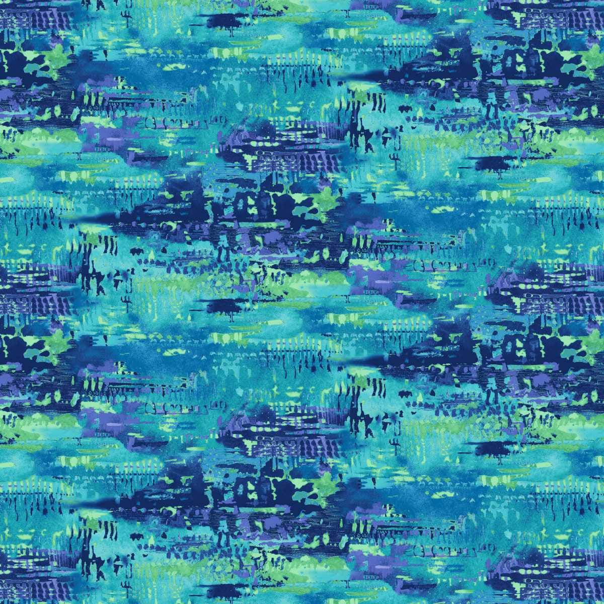 Meow Mix Cats Thick Paint Teal Green Timna Tarr Studio E Cotton Fabric SE-8959-67 | US Fabric Shop