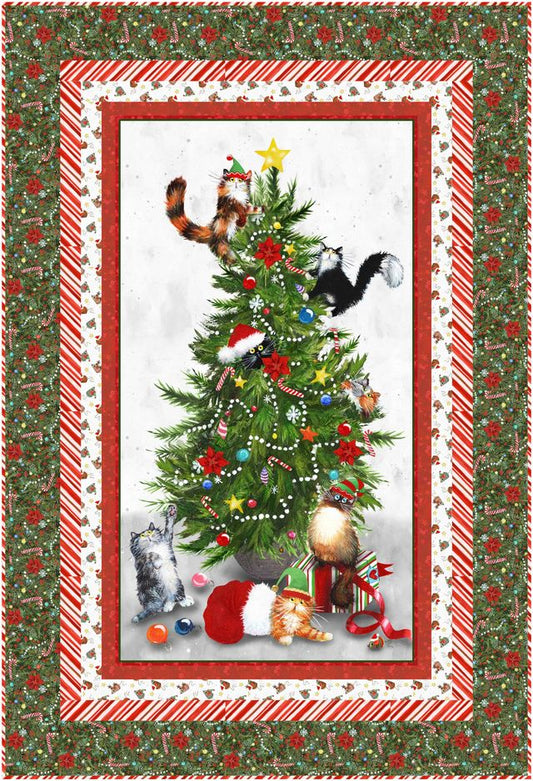 Meowy Christmas Whiskers and Ribbons Wendy Sheppard Windham Fabrics-FREE PATTERN