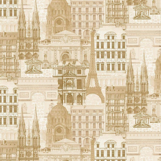 Merci Paris Architecture Cafe Beige Whistler Studios Windham Cotton Fabric WF-52139-2