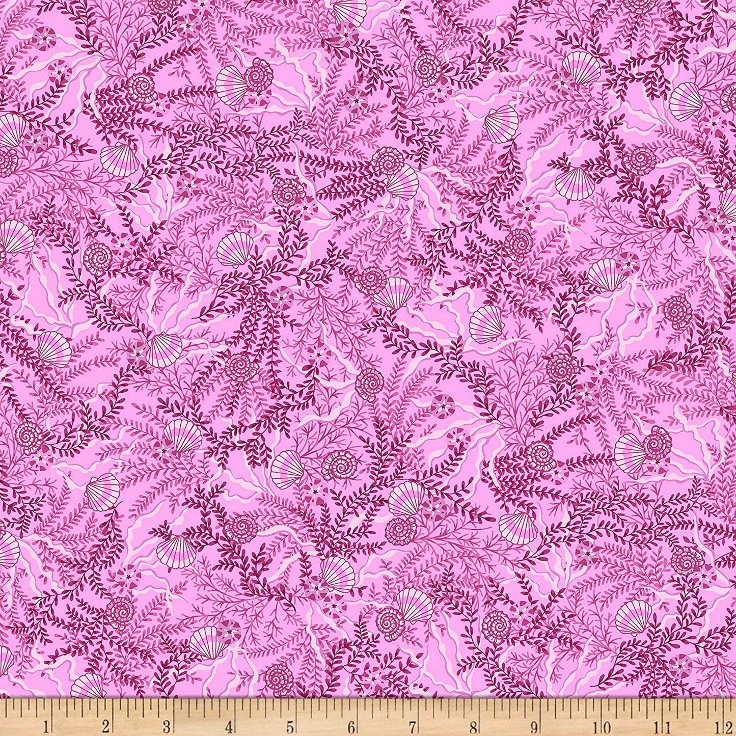 Mermaid Blue Jeans Seaweed Allover Pink Studio E Cotton Fabric