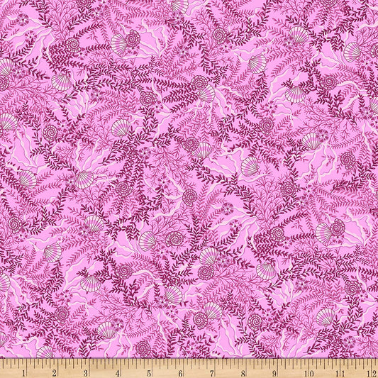 Mermaid Blue Jeans Seaweed Allover Pink Studio E Cotton Fabric