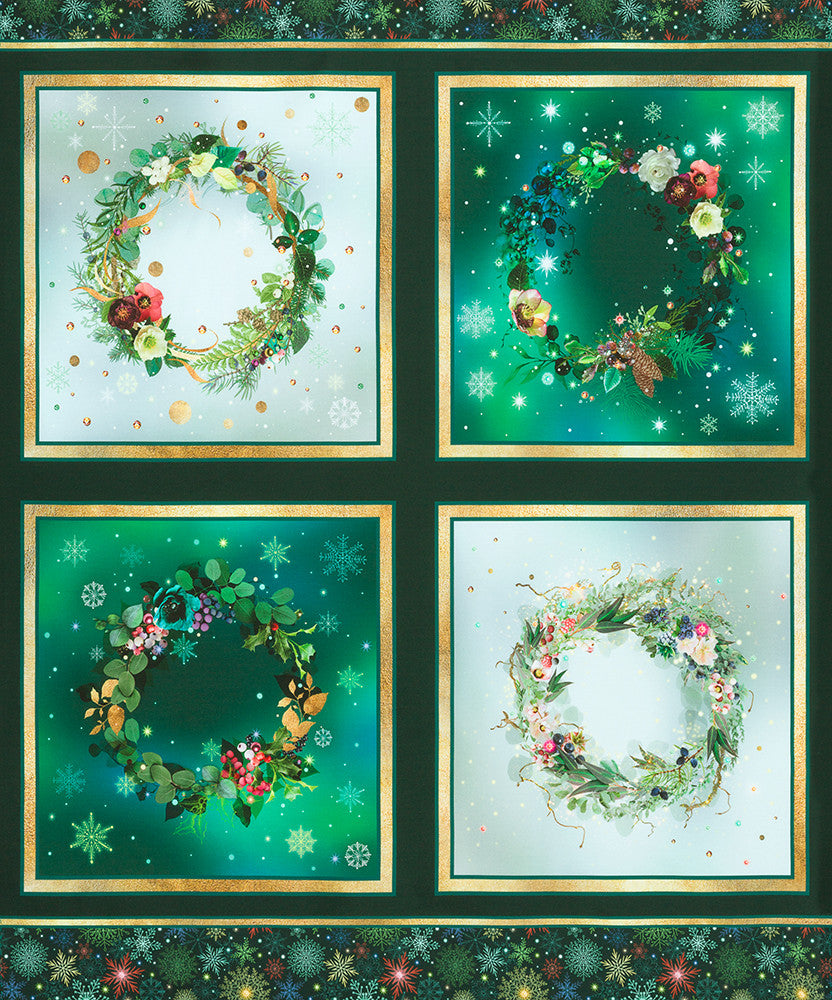 Merriment Panel 36"x44" Winter Green Lara Skinner Robert Kaufman Cotton Fabric  RK-AIND-23011-277
