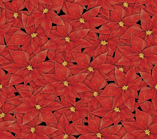 Merry & Bright Packed Poinsettias Quilter's Palette Fabric Editions Cotton Fabric
