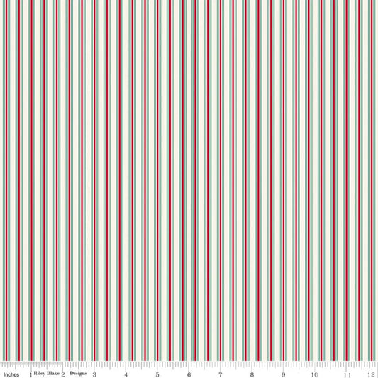 Merry Little Christmas Stripes Cream My Mind's Eye Riley Blake Designs Cotton Fabric RB-C14847-CREAM
