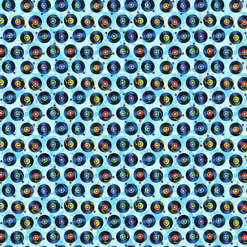 Mew-Sic Legends LP Vinyl Records Blue Angie Rozelaar Studio E Cotton Fabric