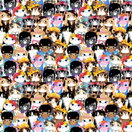 Mew-Sic Legends Stadium Multi Rock Stars Cats Angie Rozelaar Studio E Cotton Fabric