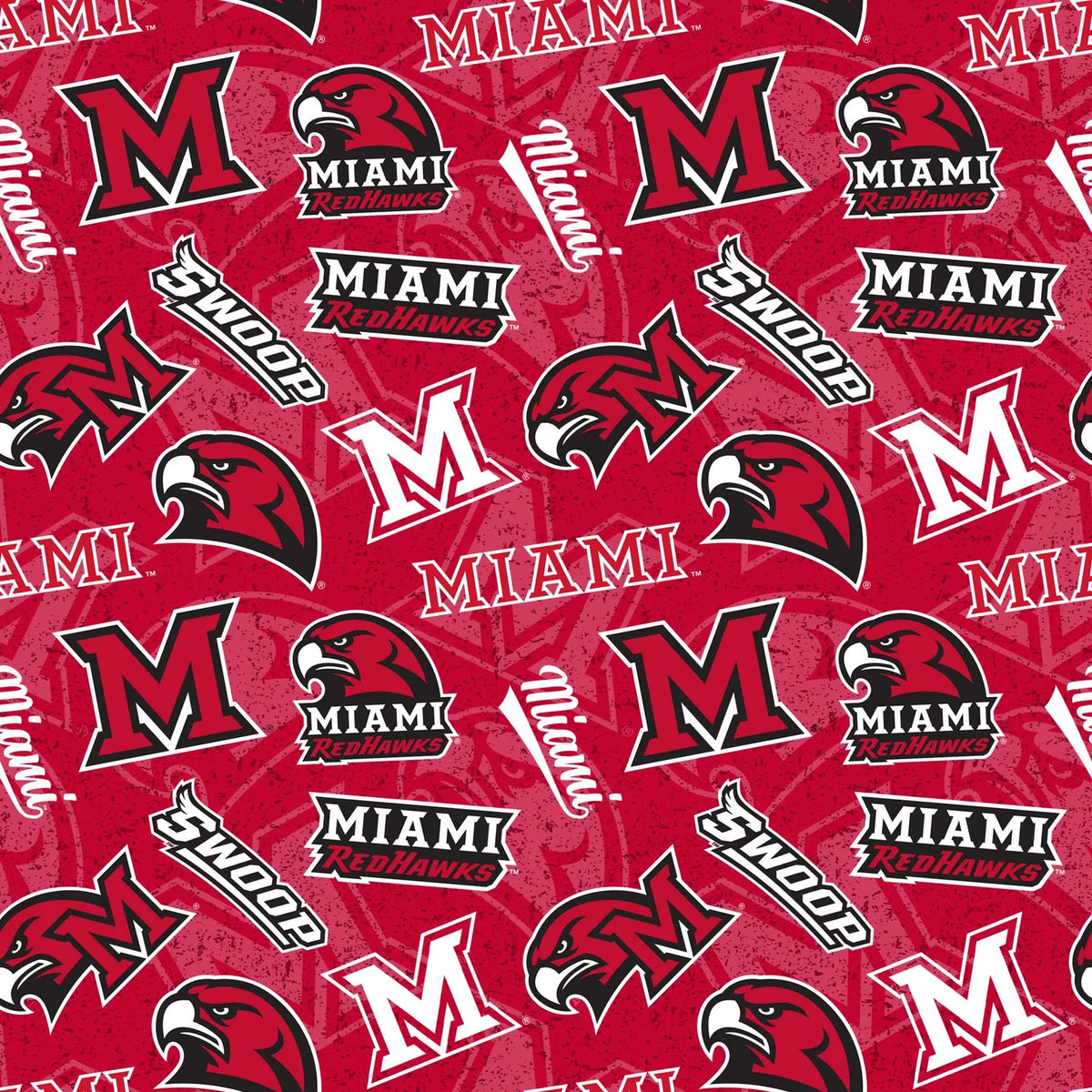 Miami RedHawks Ohio NCAA College Tone on Tone Sykel Enterprises 43-44 inches wide Cotton Fabric MOH-1178