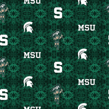Michigan State Spartans NCAA Tie-Dye FLANNEL Sykel Cotton FLANNEL Fabric MIST-1191