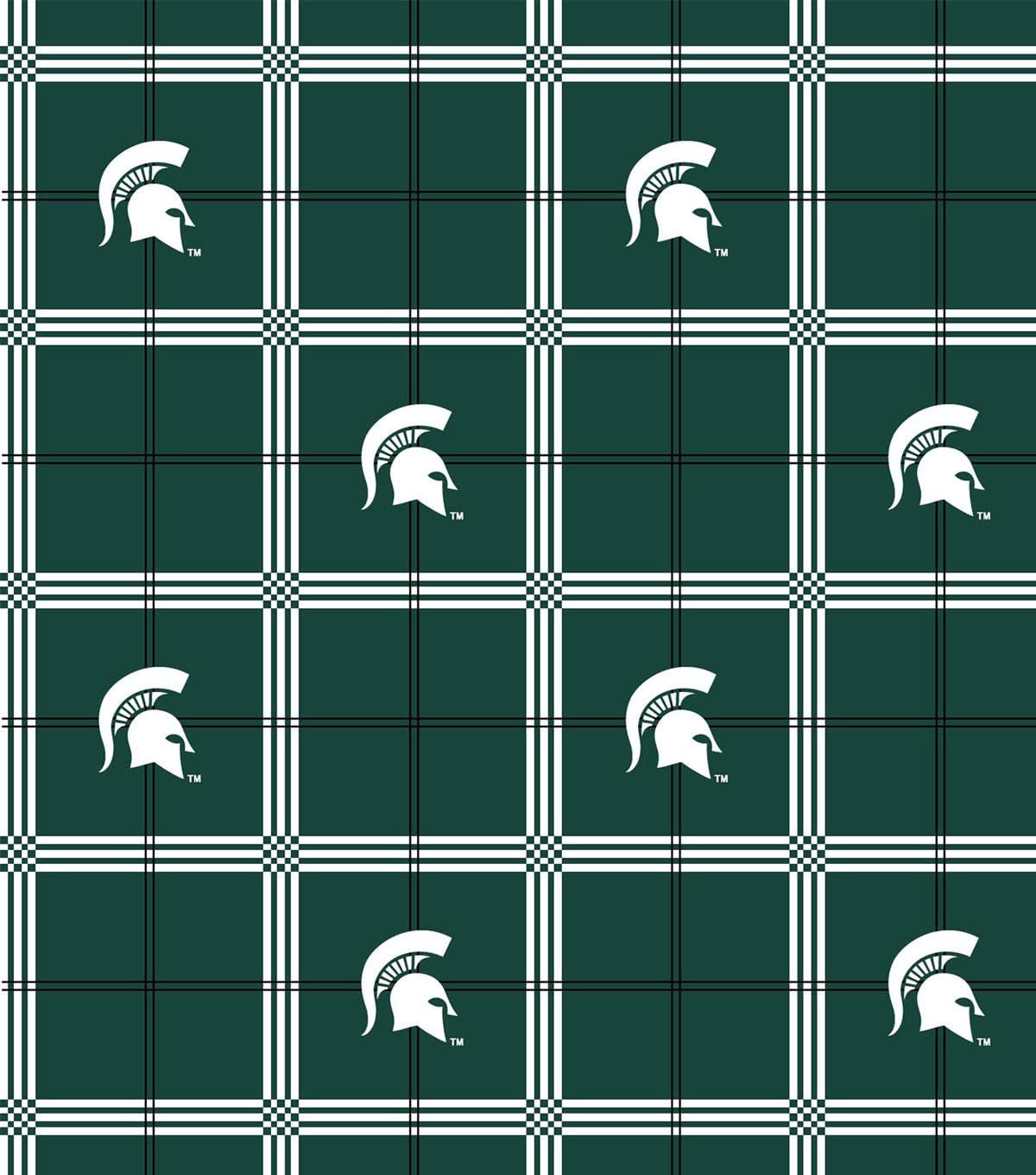 Michigan State Spartans NCAA College Plaid Sykel FLANNEL Cotton Fabric MIST-023