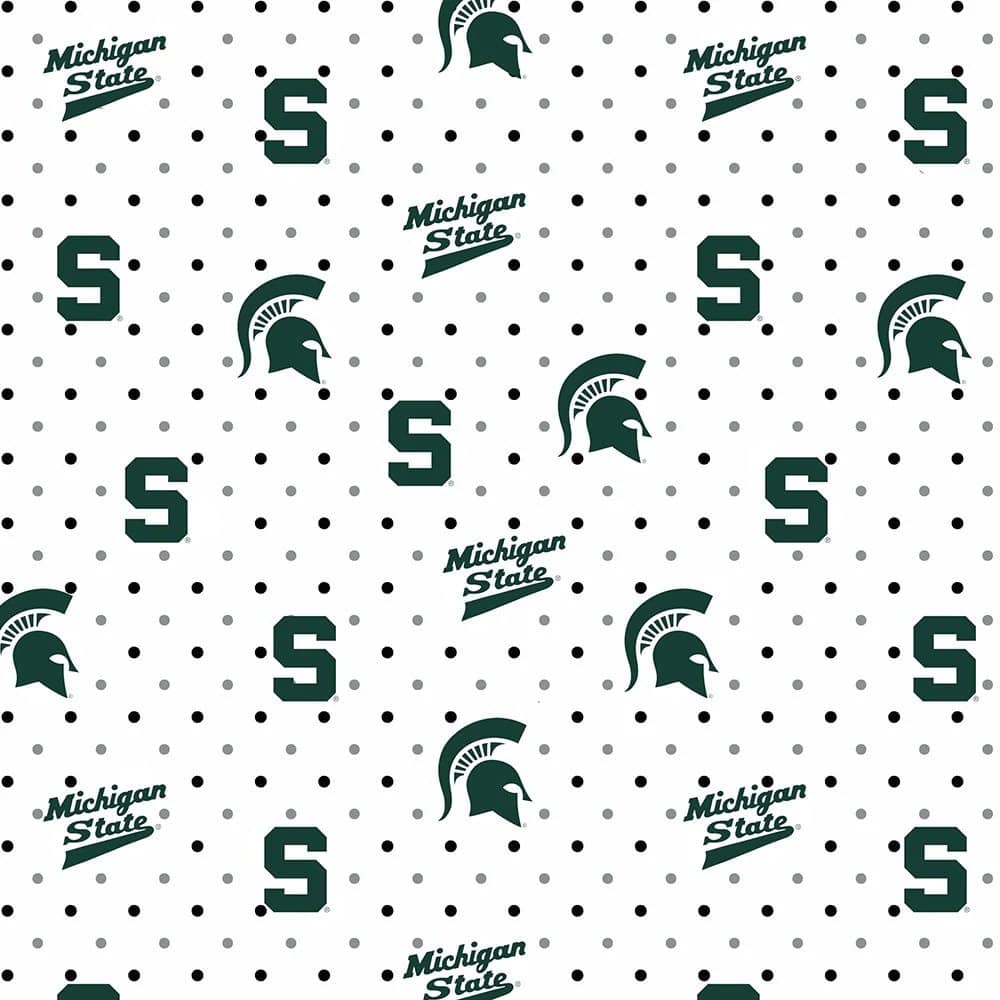 Michigan State NCAA College Pin Dot Sykel Cotton Fabric MIST-1323