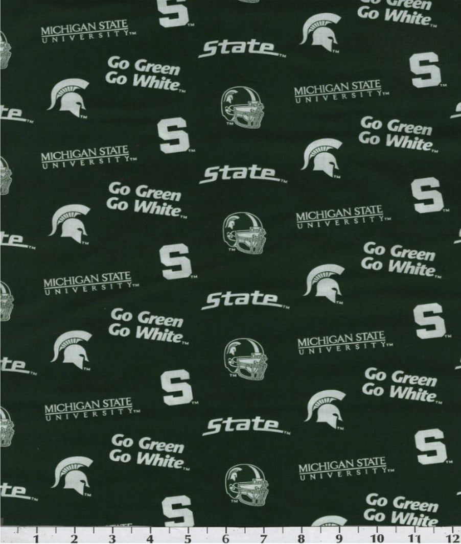 Michigan State Spartans NCAA College Allover Sykel Cotton Fabric MIST-045