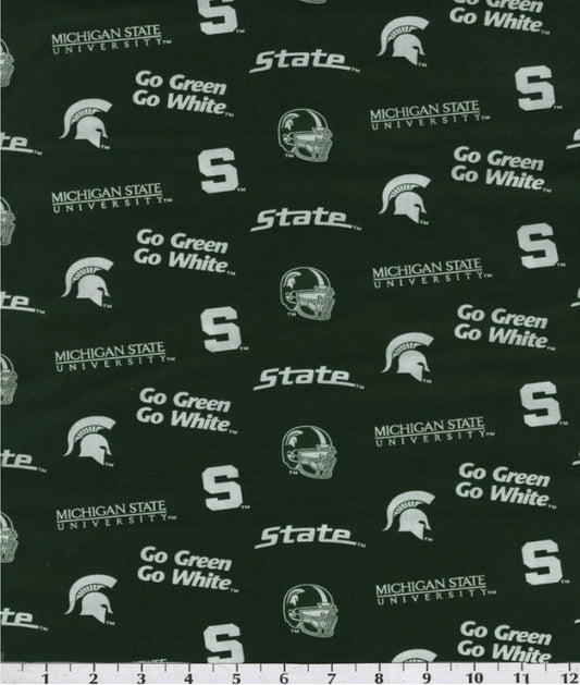 Michigan State Spartans NCAA College Allover Sykel Cotton Fabric MIST-045