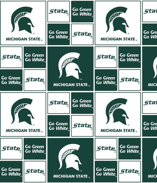 Michigan State Spartans NCAA College Box Sykel Cotton Fabric MIST-020