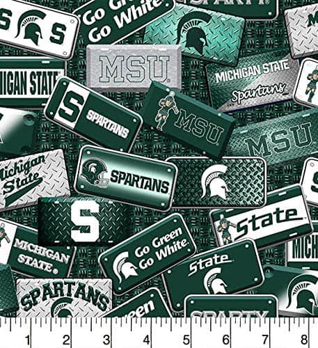 Michigan State Spartans NCAA College License Plate Sykel Cotton Fabric MIST-1210