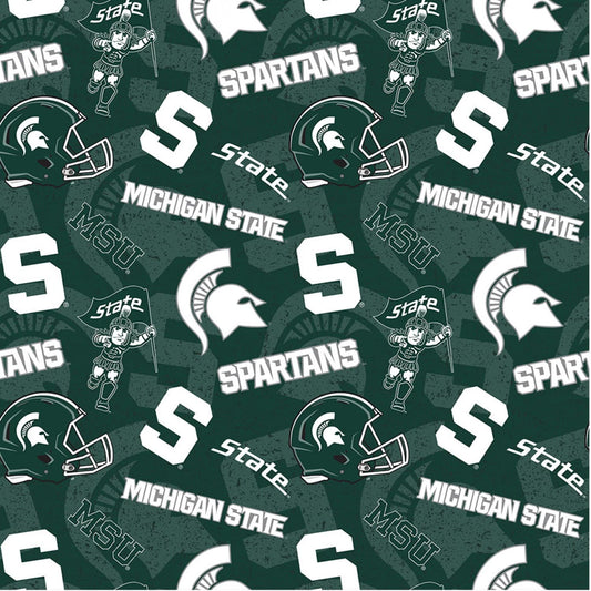 Michigan State Spartans NCAA College Tone on Tone Sykel Cotton Fabric MIST-1178