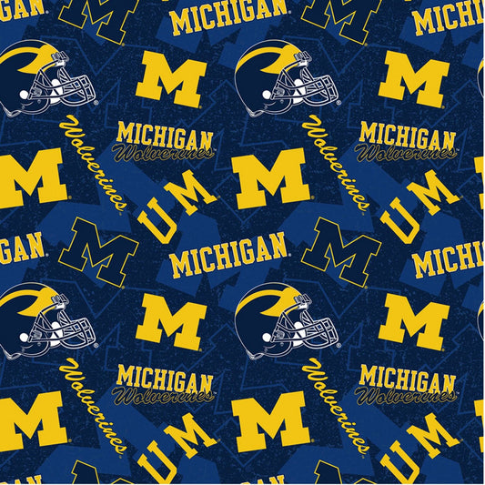 Michigan Wolverines NCAA College Tone on Tone Sykel Cotton Fabric MCHG-1178
