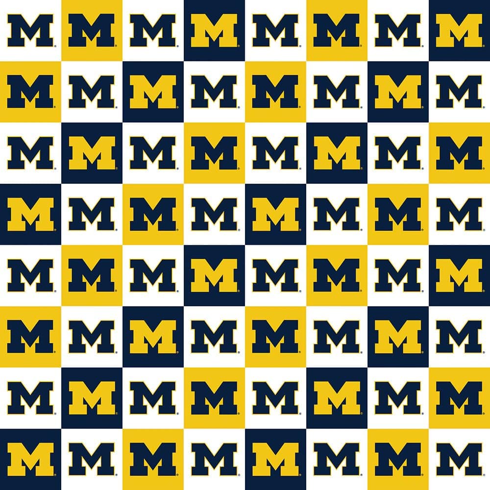 Michigan Wolverines NCAA Squares Collegiate Check Design Sykel Cotton Fabric MCHG-1158