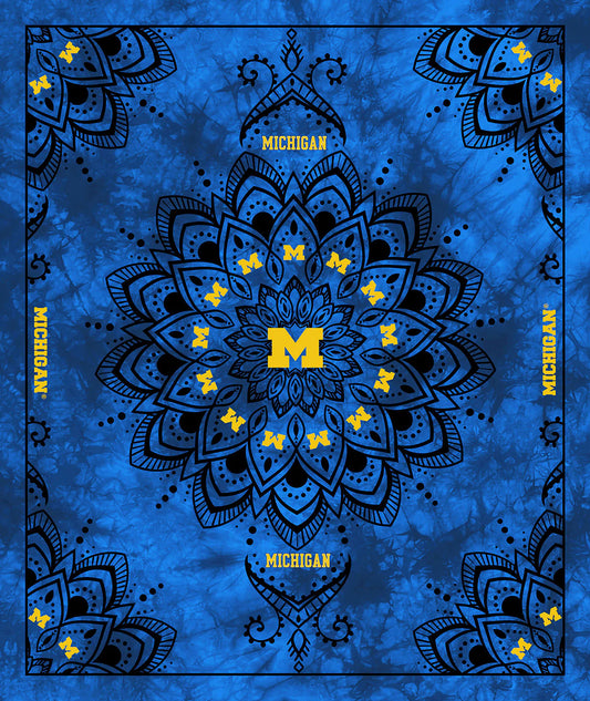 Michigan Wolverines NCAA Tapestry Finished Panel 48''x56'' Blue Sykel Polyester Minky Fabric SYK-MCHG-1360