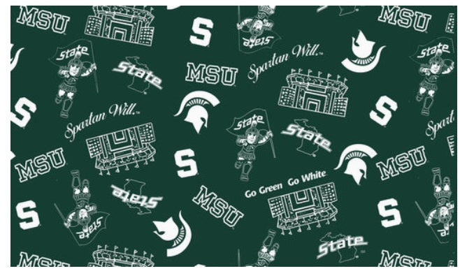 Michigan State Spartans NCAA College Mini Stadium Logo Sykel Enterprises Cotton Fabric MIST-1389