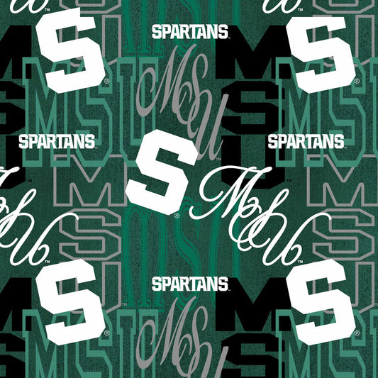 Michigan State Spartans NCAA College Letters Sykel Cotton Fabric SYK-MIST-1372