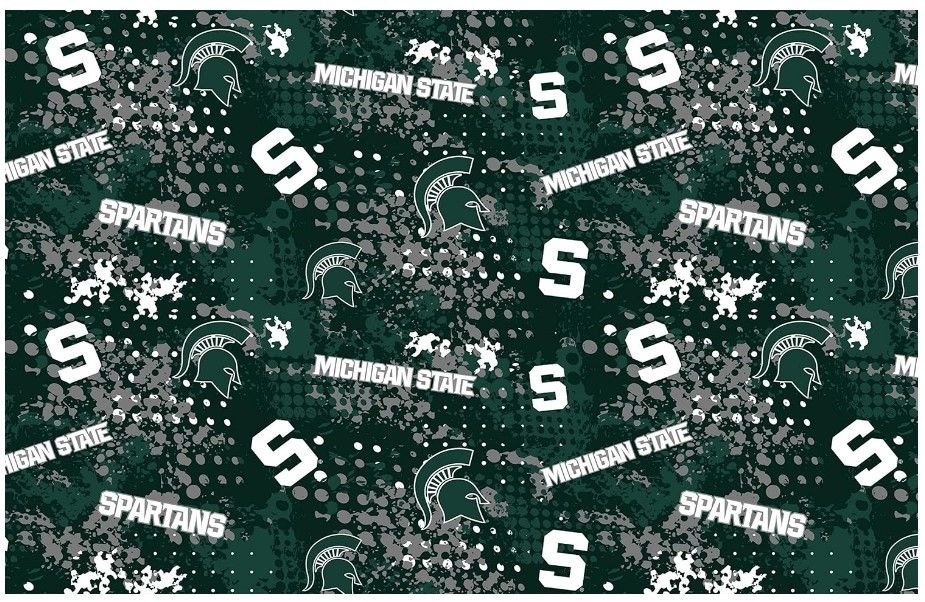 Michigan State University Spartans NCAA College Splatter Sykel Cotton Fabric MIST-835