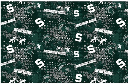 Michigan State University Spartans NCAA College Splatter Sykel Cotton Fabric MIST-835