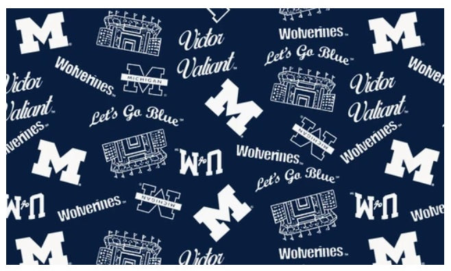Michigan Wolverines NCAA College Mini Stadium Logo Sykel Enteprises Cotton Fabric MCHG-1389