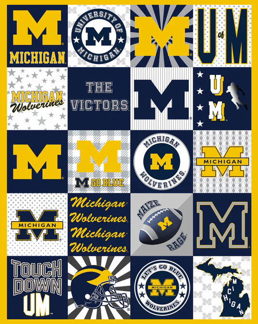 Michigan Wolverines NCAA Collegiate T-Shirt Panel 60" Sykel Polyester Minky Fabric SYK-MCHG-1362