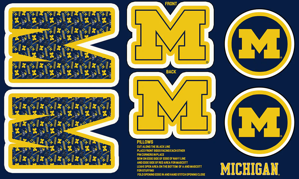 Michigan Wolverines NCAA Collegiate Pillow Project 36 x 60 inches Sykel Polyester Minky Fabric MCHG-1359