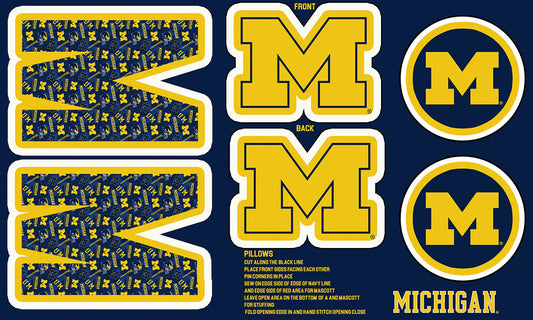 Michigan Wolverines NCAA Collegiate Pillow Project 36 x 60 inches Sykel Polyester Minky Fabric MCHG-1359