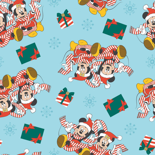 Mickey Mouse and Friends Presents Wrap Blue Disney Licensed Springs Creative Cotton Fabric