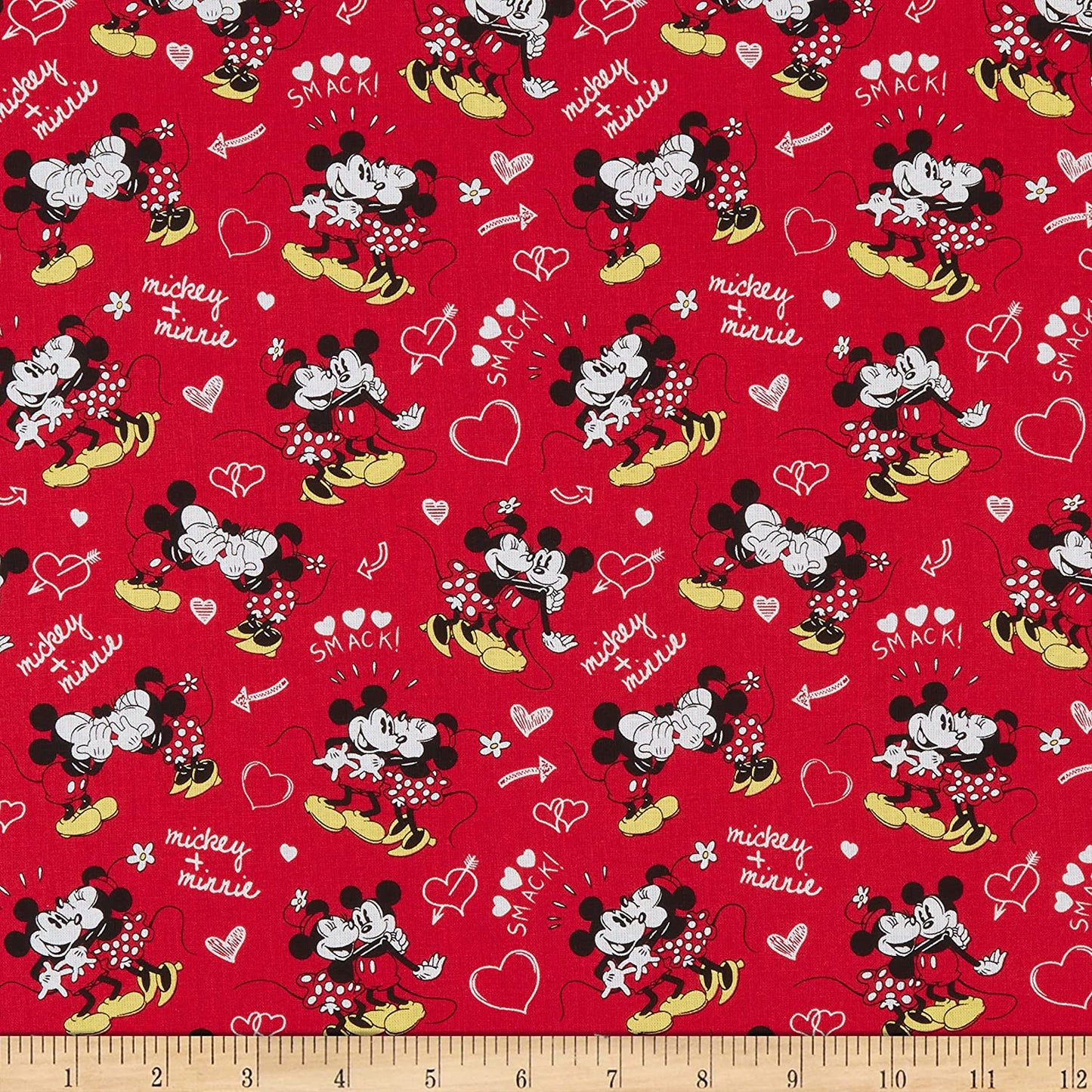 Mickey and Minnie Mouse Love Valentines Day Disney Licensed Springs Creative Cotton Fabric