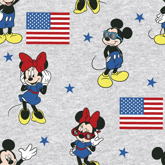 Mickey and Minnie Mouse Patriotic American Flag Gray Springs Creative Cotton Fabric