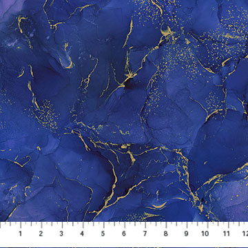 Midas Marble Metallic Cobalt Blue Deborah Edwards and Melanie Samra Northcott Cotton Fabric NC-DM27630-48