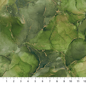 Midas Marble Metallic Olive Green Deborah Edwards and Melanie Samra Northcott Cotton Fabric NC-DM27630-74