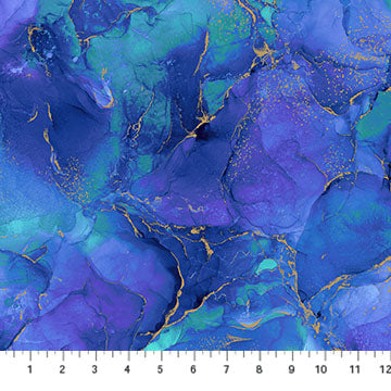 Midas Marble Metallic Pansy Blue Deborah Edwards and Melanie Samra Northcott Cotton Fabric NC-DM27630-88