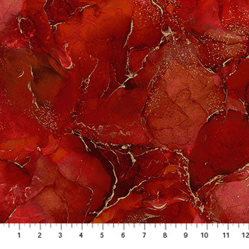 Midas Marble Metallic Scarlet Red Deborah Edwards and Melanie Samra Northcott Cotton Fabric NC-DM27630-24