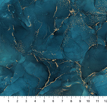 Midas Marble Metallic Teal Deborah Edwards and Melanie Samra Northcott Cotton Fabric NC-DM27630-68