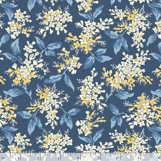 Middleboro Road Floral Branches Navy Suzi Smith Marcus Fabrics Cotton Fabric MF-R581558D-NAVY