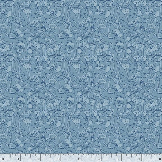 Middleboro Road Painterly Flower Blue Suzi Smith Marcus Fabrics Cotton Fabric MF-R581561D-BLUE