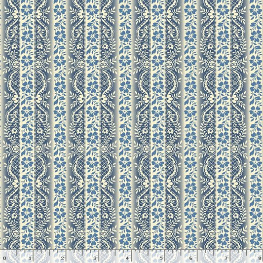 Middleboro Road Stripe Blue Suzi Smith Marcus Fabrics Cotton Fabric MF-R581567D-BLUE
